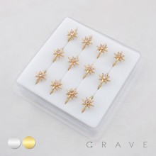 CELESTIAL MULTI CZ STARBURST POLISH 316L SURGICAL STEEL NOSE HOOP RING BOX